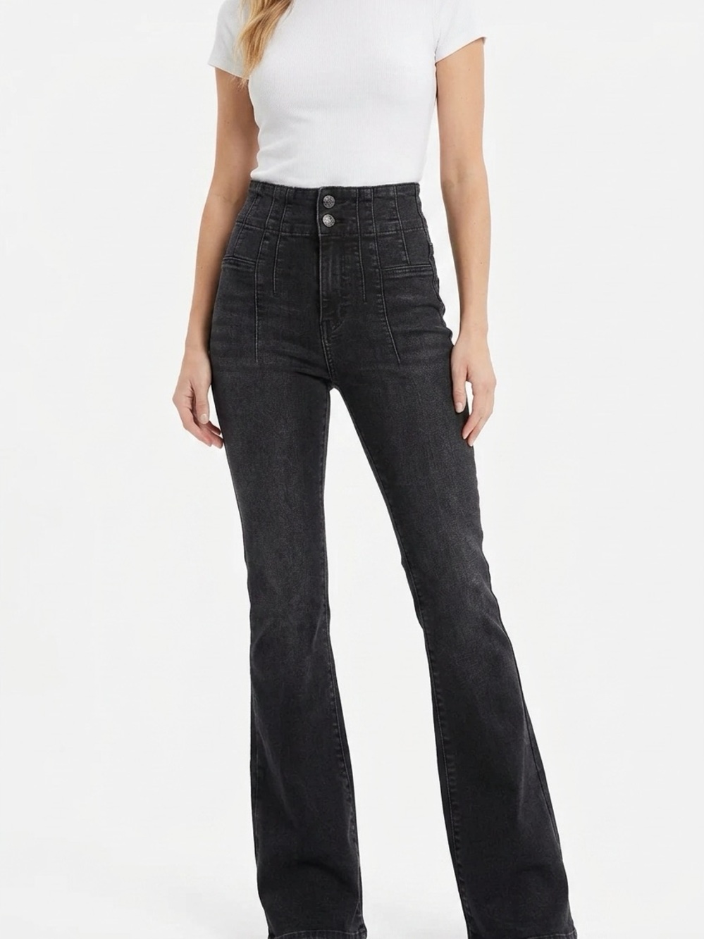 FREE PEOPLE | WE THE FREE High-Waist Black Flare Jeans Women’s Size 26/2